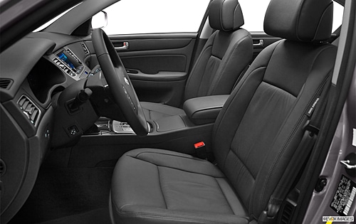 Hyundai Genesis siyah deri sürücü ve ön yolcu koltukları