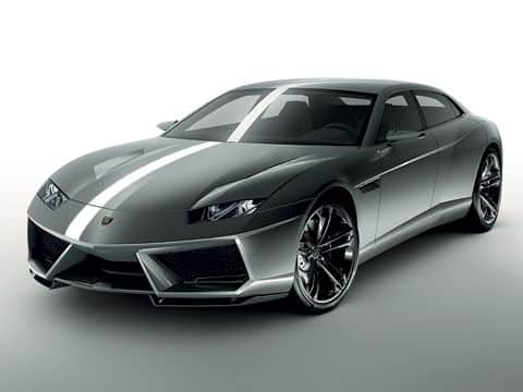 Lamborghini Estoque konsepti gümüş gövde ön üç çeyrek görünüm