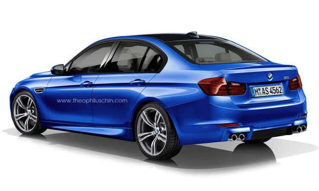 BMW performans sedanı tasarım çalışmasının arka üç çeyrek görünümü
