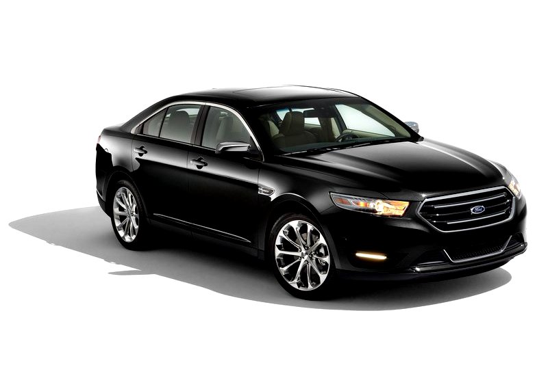 2013 Ford Taurus siyah sedan önden üç çeyrek görünüm