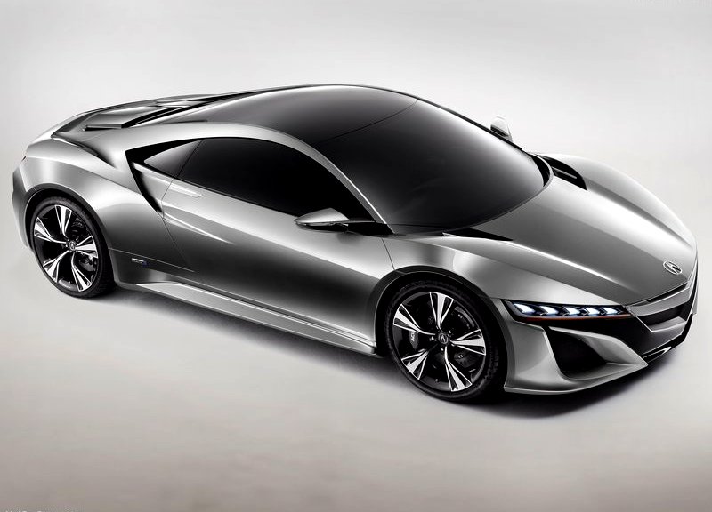 Acura NSX konsepti önden üç çeyrek görünüm ve ince far tasarımı