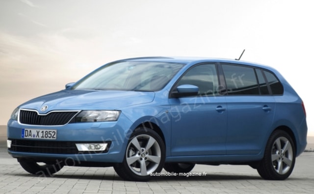 Skoda Rapid Spaceback için hazırlanan temsili uzun tavanlı ön görünüm