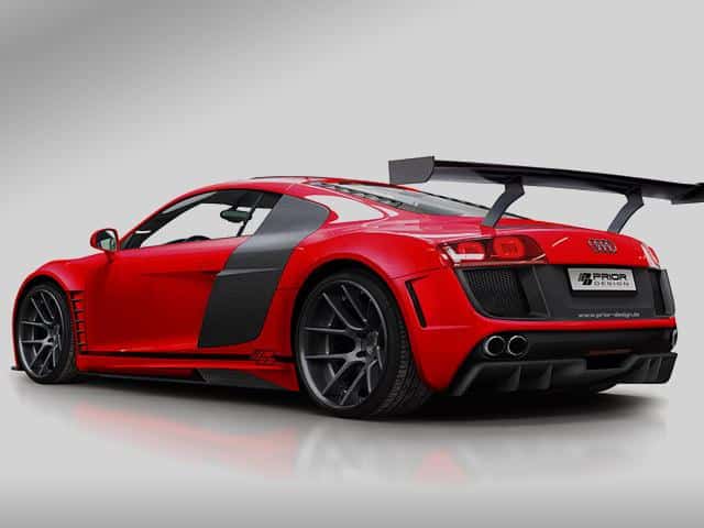 Audi R8 Prior Design PD GT850 kırmızı geniş gövde ve arka kanat