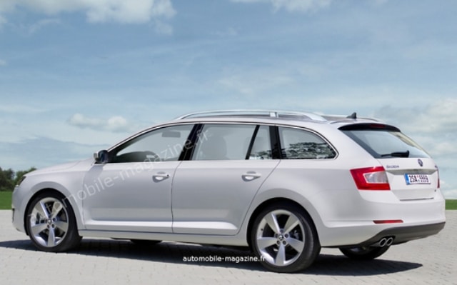 2014 Skoda Octavia Combi gümüş gövde yan ve arka görünümü