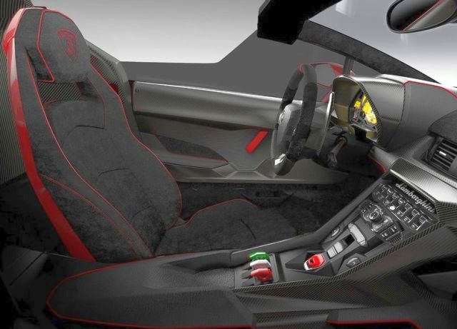 Lamborghini Veneno Roadster karbon fiber iç mekânı