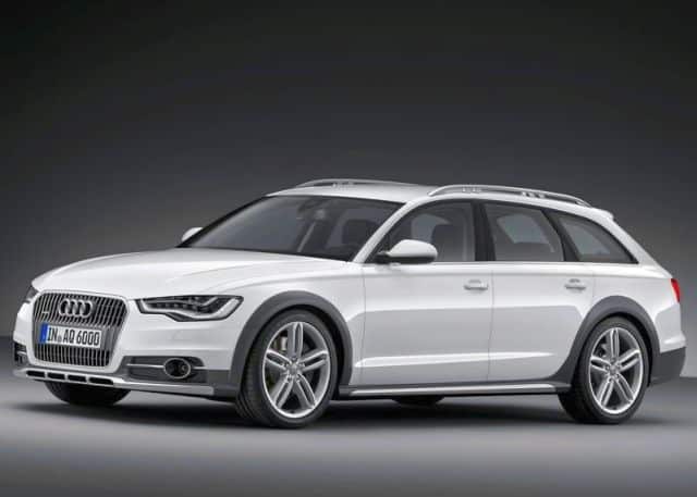 Audi A6 allroad quattro beyaz gövde ön üç çeyrek görünümü