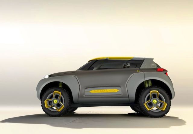 Renault Kwid Concept sarı ve gri yan profil görünümü