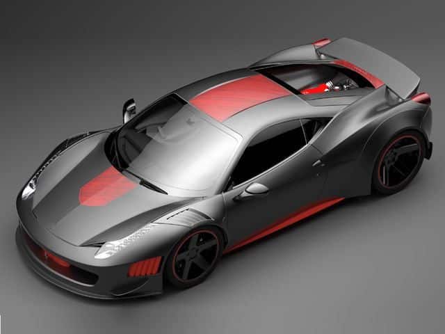 Gray Design Ferrari 458 üstten görünüm renderı
