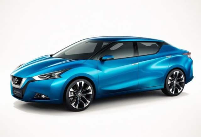 Nissan Lannia Concept mavi ön üç çeyrek görünüm