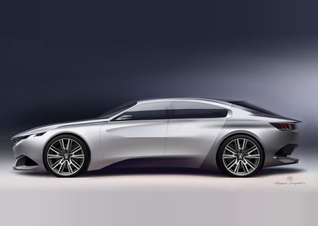 Peugeot Exalt konsepti yan profil tasarım çizimi