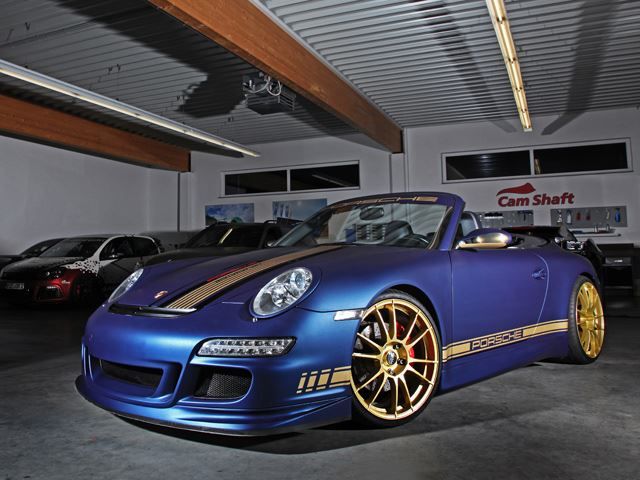 Porsche 997 Carrera Cabriolet mat safir mavi gövde kaplaması