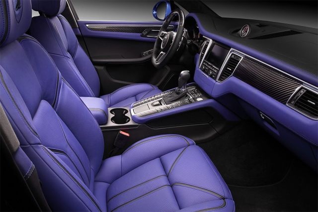 TopCar Porsche Macan mavi deri ön koltukları