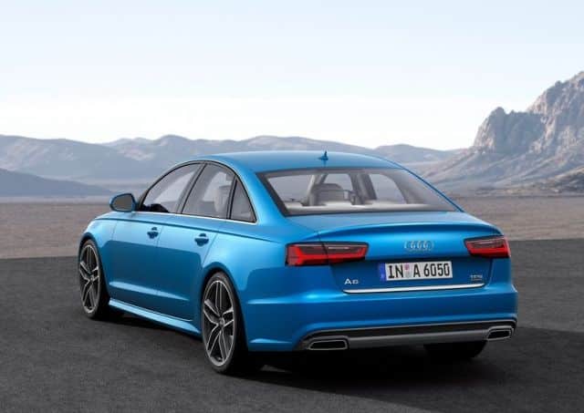 Makyajlı Audi A6 sedan arka üç çeyrek görünümü