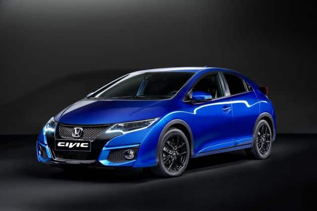 Honda Civic Sport mavi gövde ön üç çeyrek görünüm
