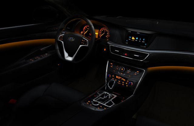 Geely GC9 aydınlatılmış ön görünümü ve ızgara tasarımı