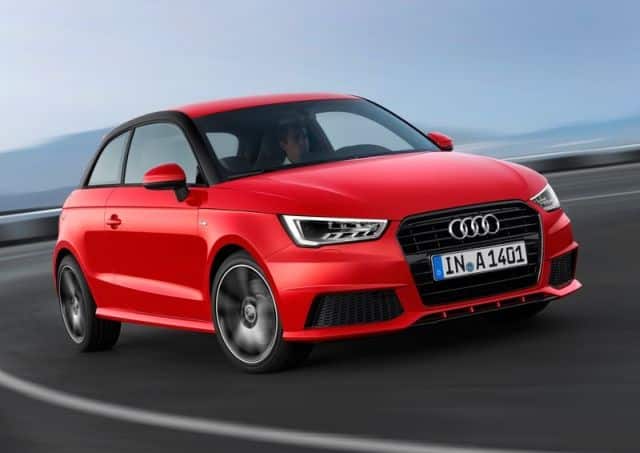 2015 Audi A1 kırmızı üç kapılı model ön üç çeyrek görünümü