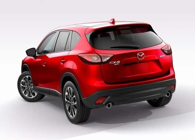 2016 Mazda CX-5 kırmızı gövde arka çapraz görünümü
