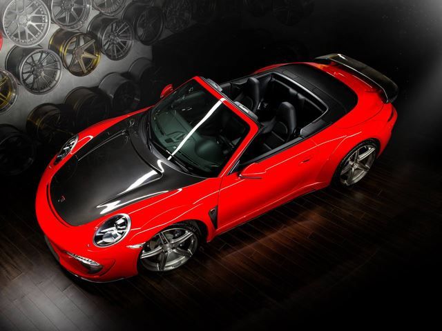 Porsche 911 Cabrio TopCar Stinger kırmızı gövde ve karbon kaput
