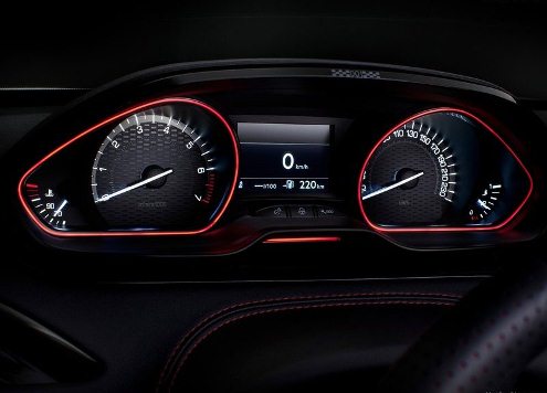 208 GTi kırmızı aydınlatmalı gösterge paneli