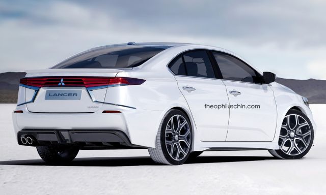Mitsubishi Lancer render arka üç çeyrek görünümü