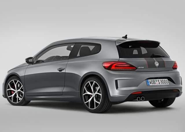 Volkswagen Scirocco GTS arka üç çeyrek görünüm ve çift egzoz çıkışı