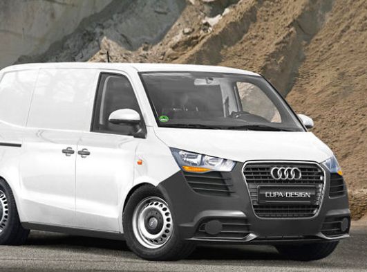 Cupa Design Audi Transporter beyaz panel van ön üç çeyrek görünümü