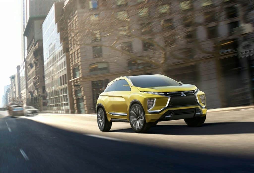 Mitsubishi eX konseptinin şehir ortamındaki tasarım görseli