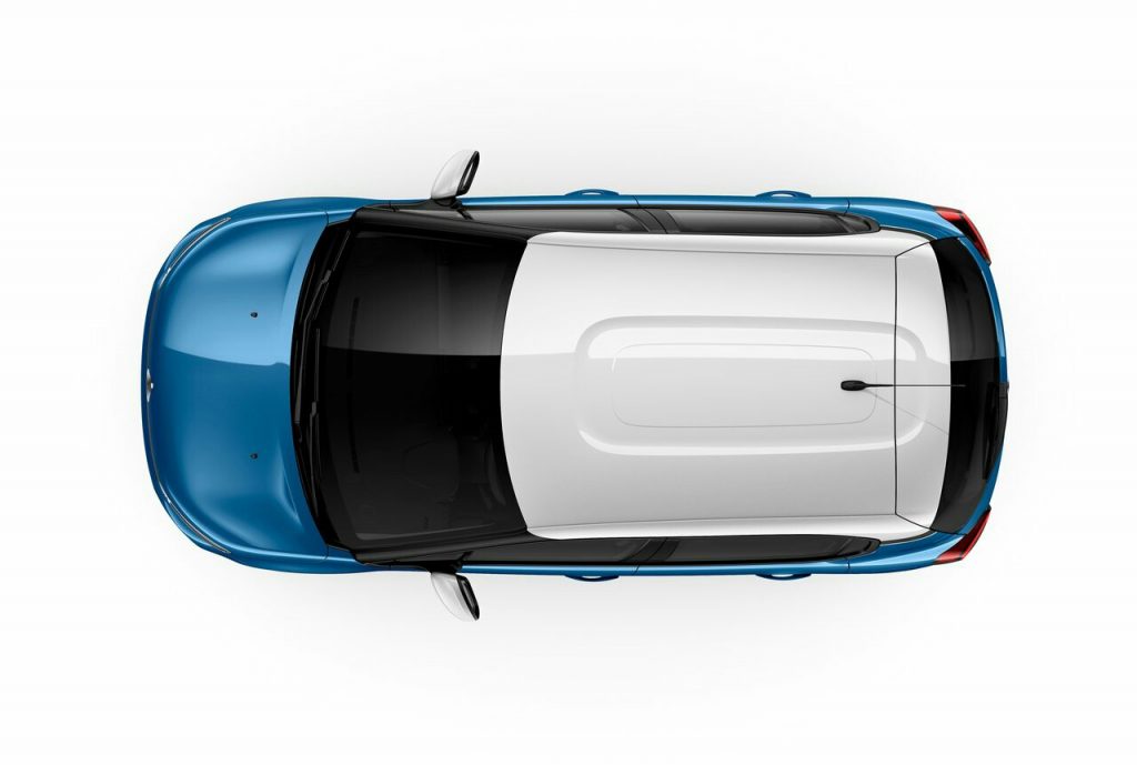 Citroen C3 mavi gövde beyaz tavan üstten görünüm