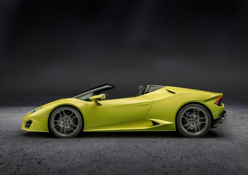 Lamborghini Huracan RWD Spyder açık tavan yan profil