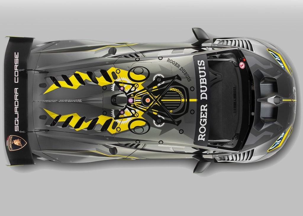 Huracan Super Trofeo EVO üstten görünüm ve Roger Dubuis grafikleri