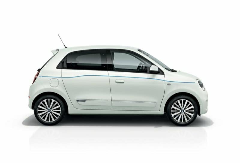 Twingo Z.E. beyaz gövde yan profil görünümü