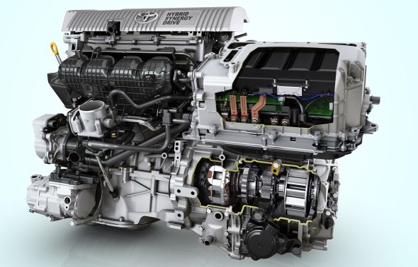 Toyota Hybrid Synergy Drive hibrit güç aktarım ünitesi kesiti