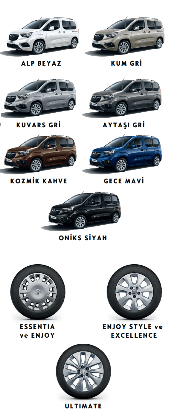 Opel Combo renk ve jant seçenekleri arşiv görseli