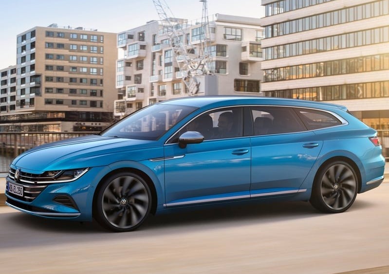 Volkswagen Arteon Shooting Brake mavi gövde yan görünüm