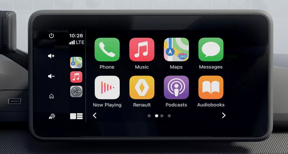 Renault Taliant multimedya ekranında Apple CarPlay uygulama simgeleri