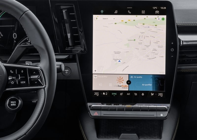 Renault Megane E-Tech OpenR navigasyon ve klima ekranı
