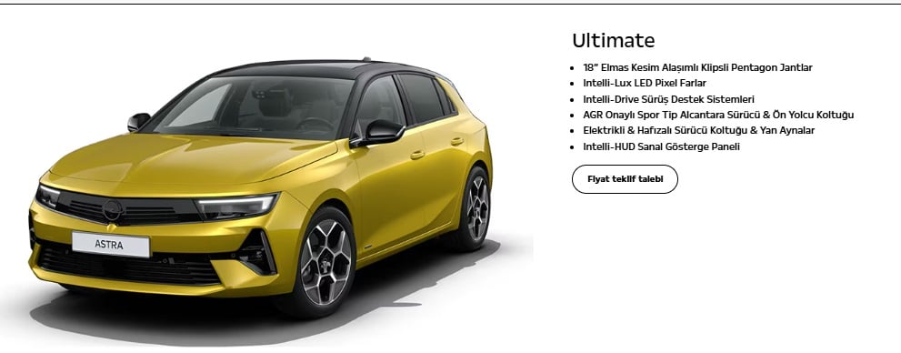Opel Astra Ultimate donanım özellikleri görseli
