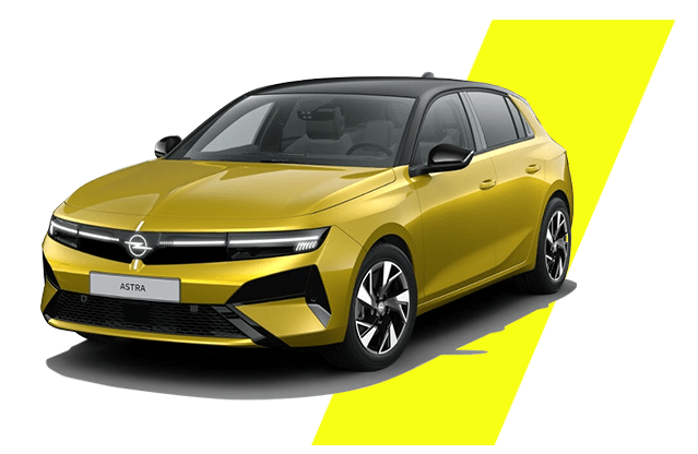 Opel Astra fiyat listesi içeriğindeki sarı Astra hatchback görseli